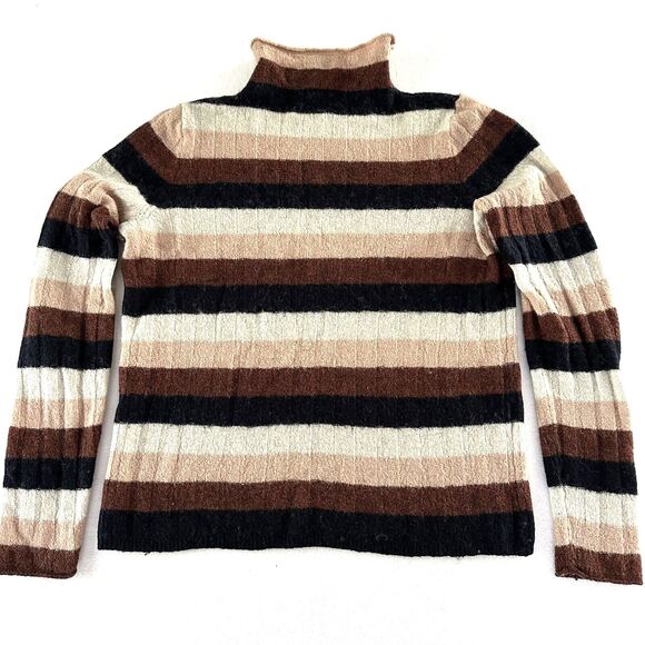 Madewell Sweater Merino Wool Alpaca Striped Small Evercrest Mock Neck Brown Y2K - Picture 4 of 10